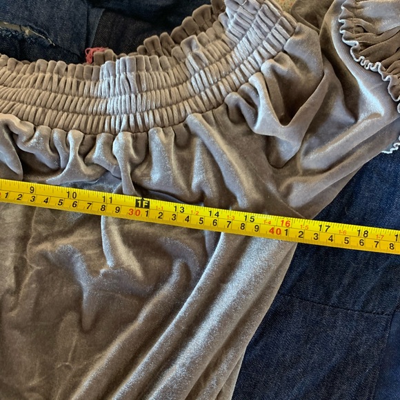 MISA Los Angeles Gray Velvet Offthe Shoulder Dress - Picture 15 of 16